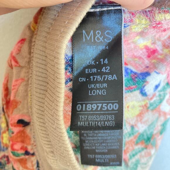 M&S Collection Women UK 14/US 10 Floral Linen Blend Ankle Pant Beachy Resort - Picture 6 of 11